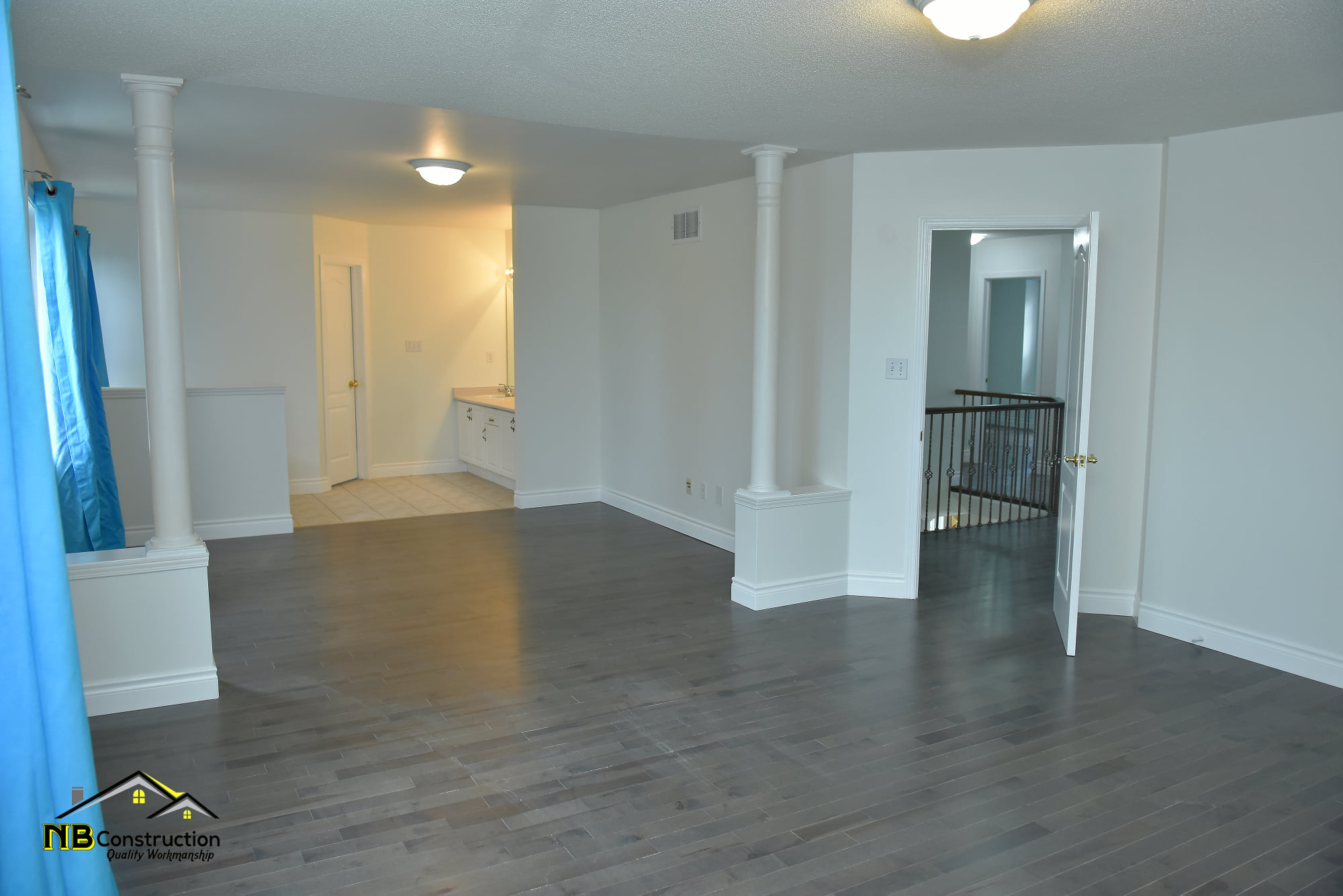 Hardwood floor being sanded and refinished
